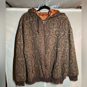 Mecca reversible jacket. Zipper is messed up but works with a little effort.